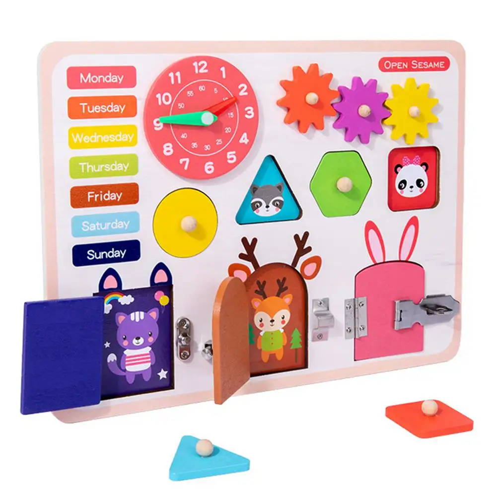 

Children Montessori Learning Toy Play Board Puzzle Matching Toy Wooden Puzzle Unlocking Toy Children's Birthday Gifts