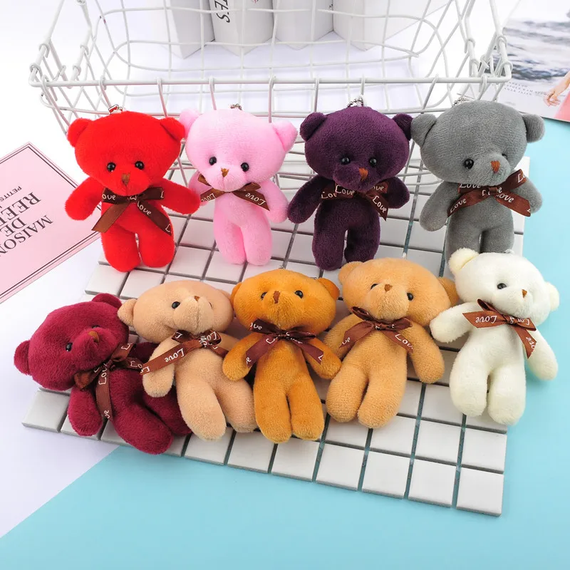 

12CM Teddy conjoined bear doll bear ornaments plush toy key creative doll children gifts wholesale