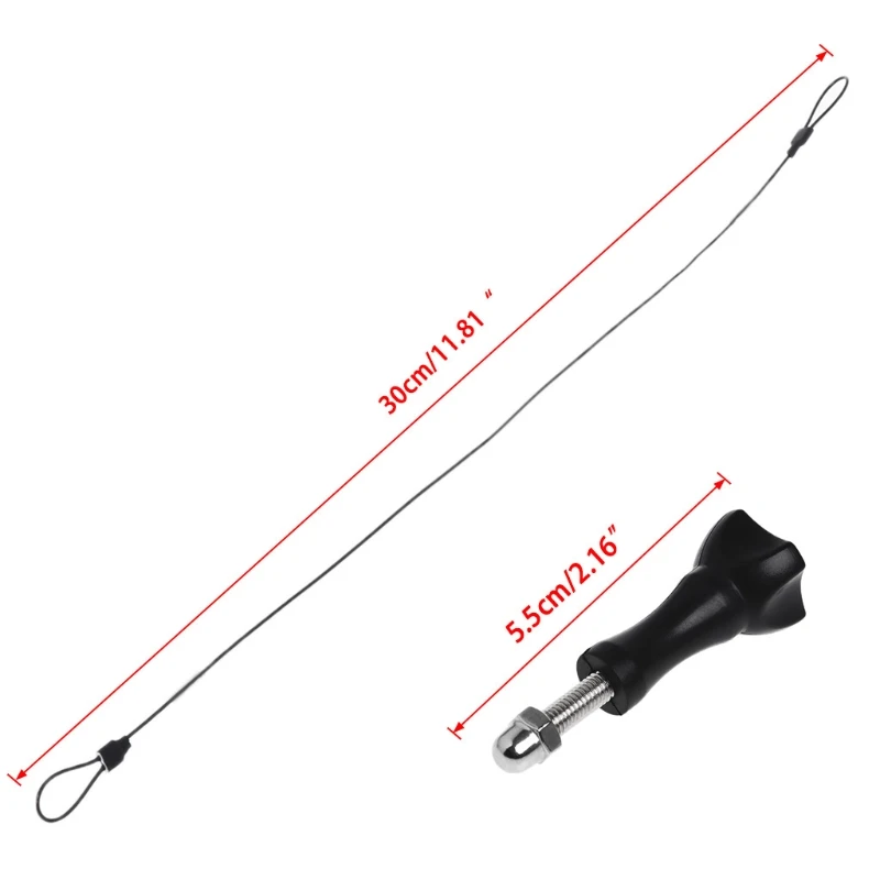 

New 30cm Safety Steel Lanyard Tether + Screw For GoPro Hero 6/5/4/3 Action Camera