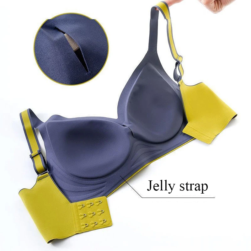 2pcs New Color Latex Underwear Gradient Jelly Strap Anti-skipping Bra No Steel Ring Beauty Back For Women 6 Colors Available
