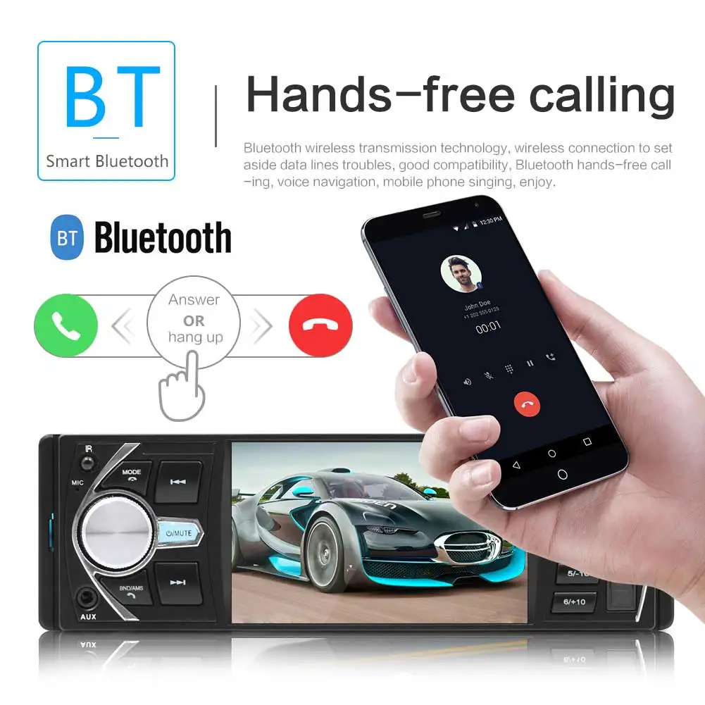 4 1 "Автомагнитола радио MP3 Bluetooth Автомобильный USB SD AUX 1DIN ISO автомобильное RC + CAM |