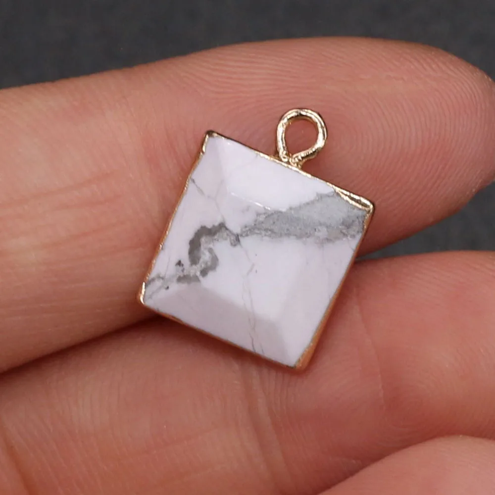 

Natural Stone Pendants Square Shape White Turquoises Stone Necklace Pendant for Jewelry Making Good Quality Size 12x16 mm