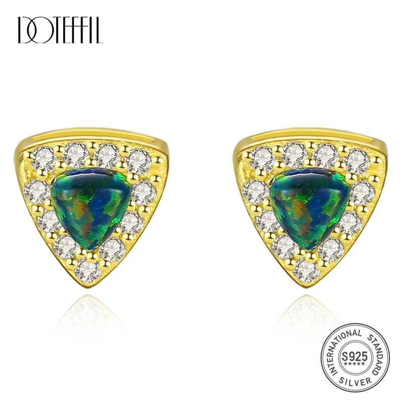 

Серьги-гвоздики Женские Геометрические из серебра 925 пробы с опалом