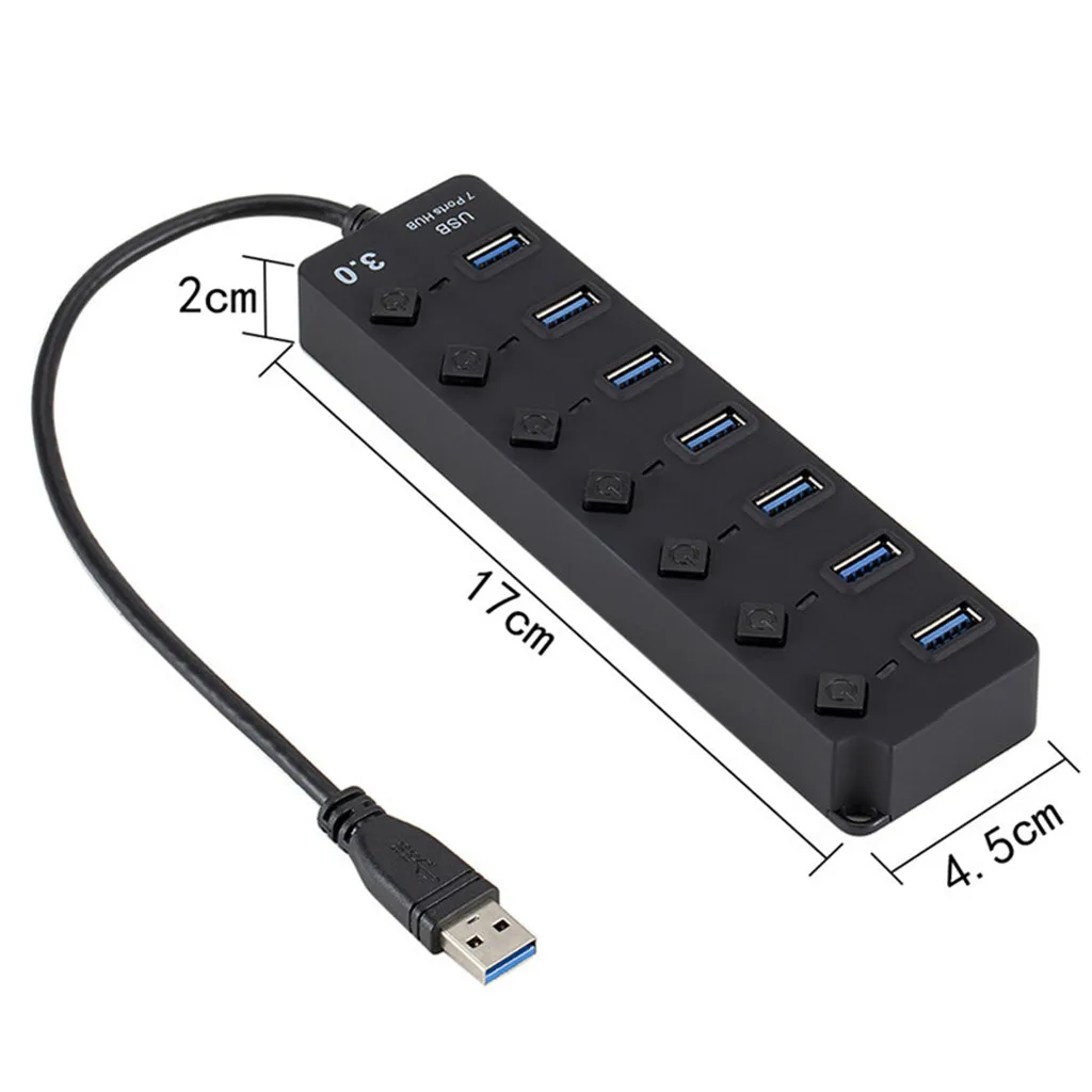 Usb хаб 3 0 высокое Скорость 7 Порты и разъёмы разветвитель на/Off переключатель