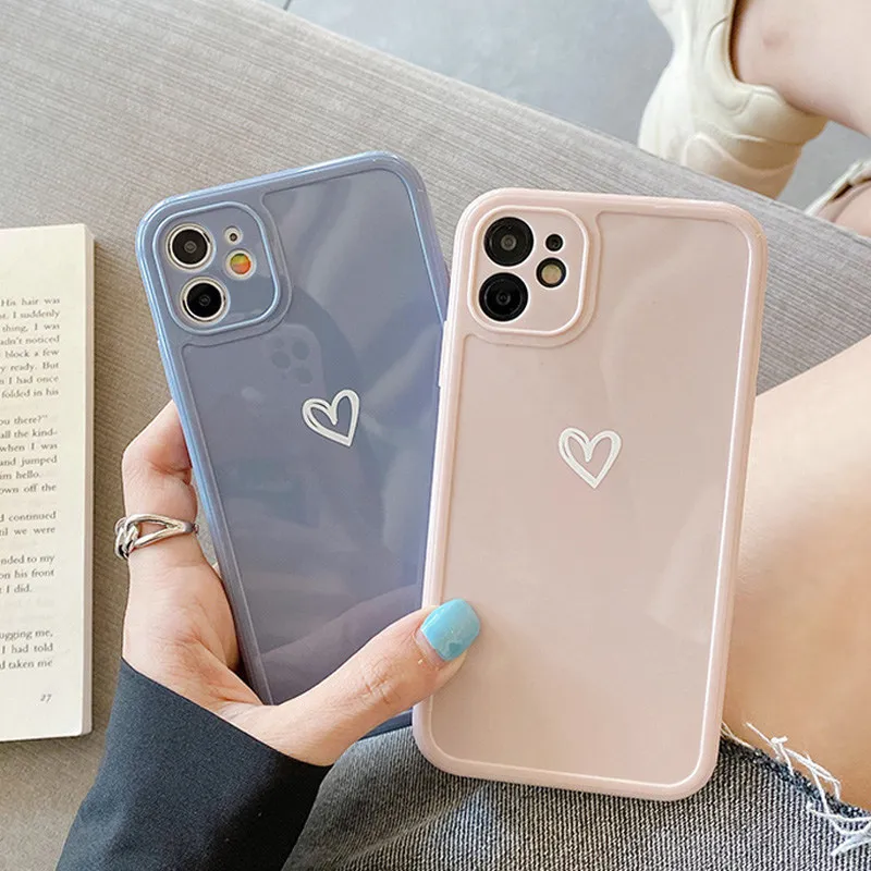 love heart camera protection phone case for iphone 11 12 13 pro se 2020 7 8 plus x xr xs max candy color glossy soft tpucover free global shipping