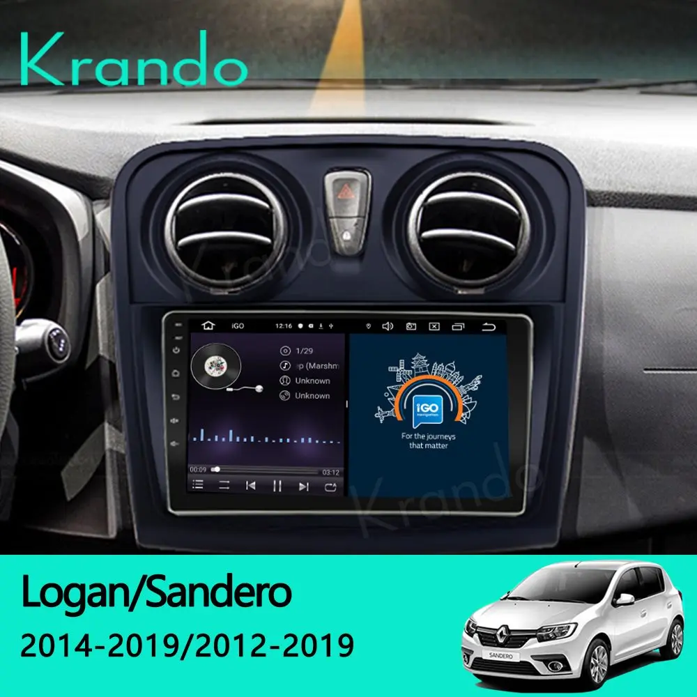 Krando Android 10 0 9 &quotIPS Full Touch автомобильное мультимедийное радио для Renault Logan Sandero 2 2014 2017