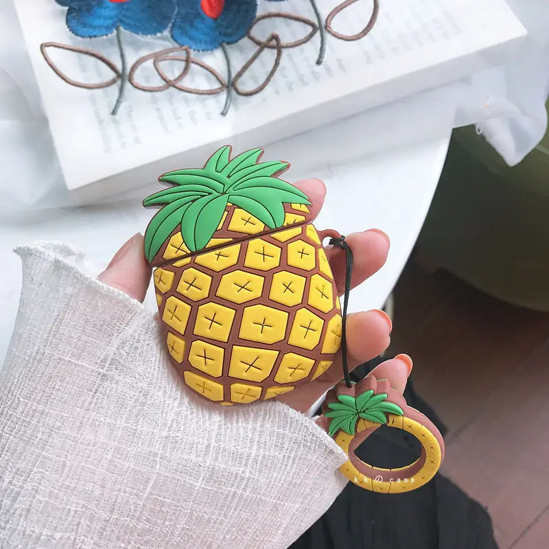 

2021 new cartoon cute pineapple banana Bluetooth headset protection box, suitable for the charging box with Airpods1 2