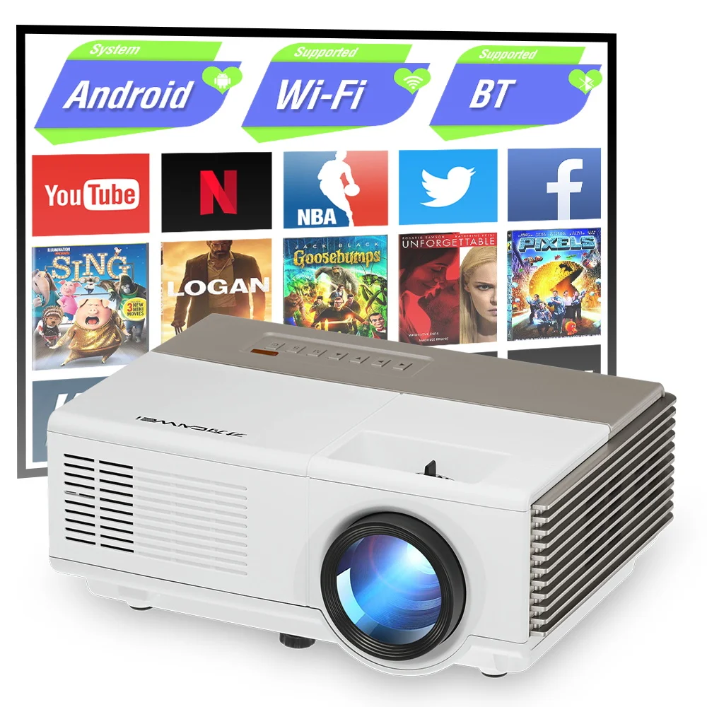

CAIWEI Home Projector Full Hd 720P Video Led Android System Wireless Airplay Beamer A3AB A6AB C180AB Freeshipping Projector