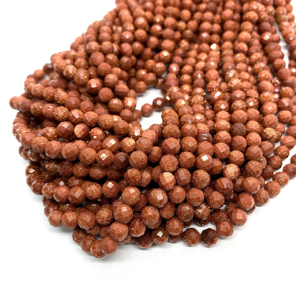 

6mm Golden Sandstone Natural Stone Bead Faceted Spacer Beads for Jewelry Making DIY Bracelet Earring Necklace Charms Wholesale