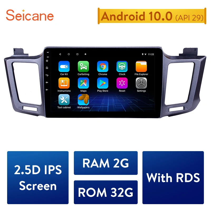 Автомобильный радиоприемник Seicane 10 1 дюйма Android 0 с навигацией GPS мультимедийный