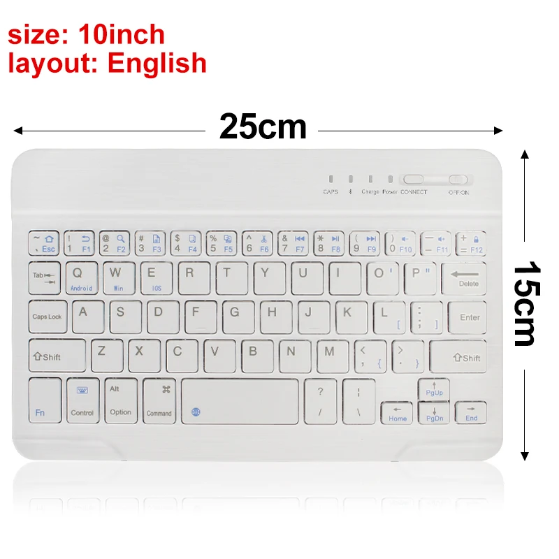 10 in white English Мини Беспроводная клавиатура Bluetooth клавиатура для ipad телефона планшета резиновые колпачки перезаряжаемая клавиатура для Android ios Windows - Цвет: 10 in white English