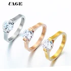 UAGE Стопорные стальные кольца для женщин обручальное кольцо один кубический цирконий модные ювелирные изделия оптом