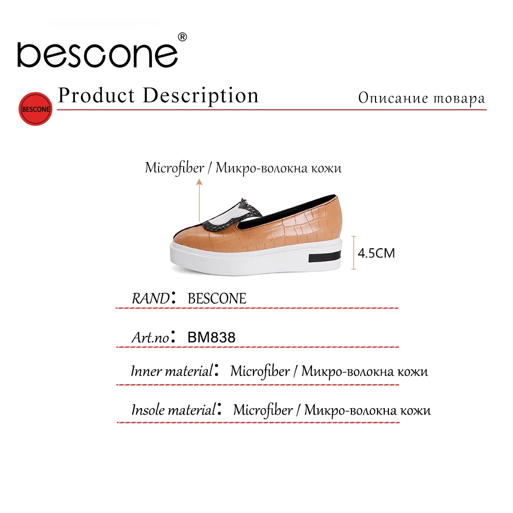 

BESCONE New 2021 Woman Flats Shallow Casual Basic Spring Autumn Round Toe Graffiti Fashion Style Slip-on Walking Shoes BM838