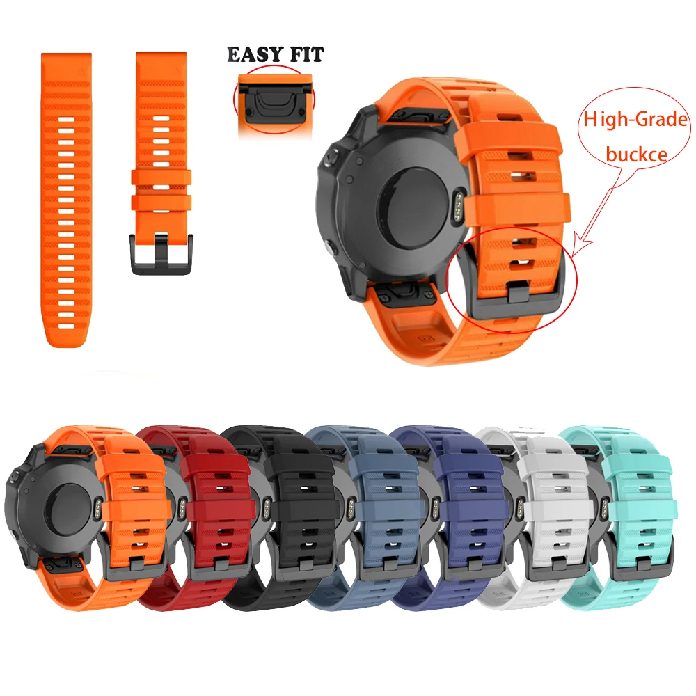 Ремешок силиконовый для наручных часов быстросъемный браслет Garmin Fenix 6X 65 6 5 5S Plus 3