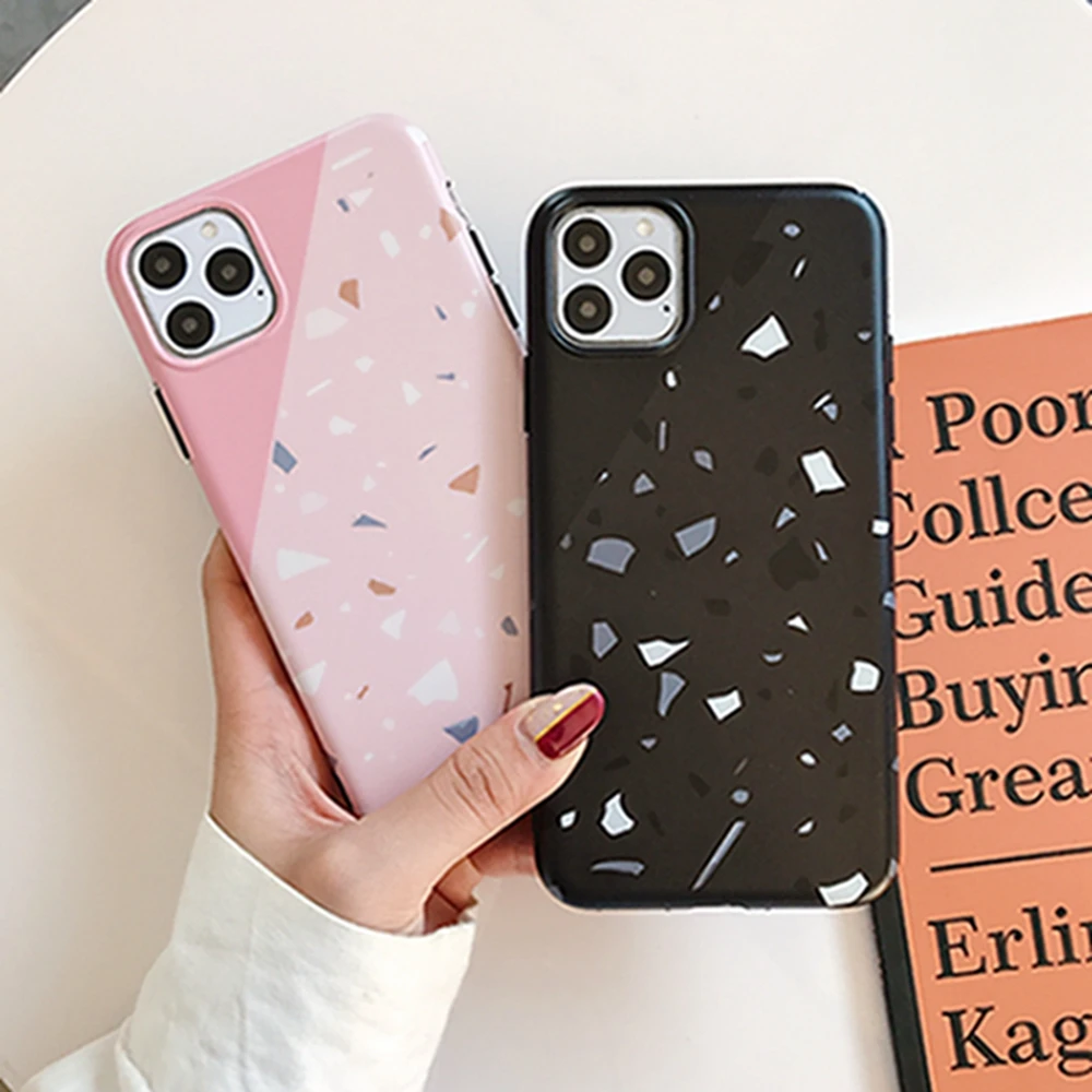 OTAO Electroplated Geometry Marble Case iPhone11 Pro MAX X XS XR Matte IMD Soft Cover For iPhone 7 8 6 6s Plus Pink Coque | Мобильные