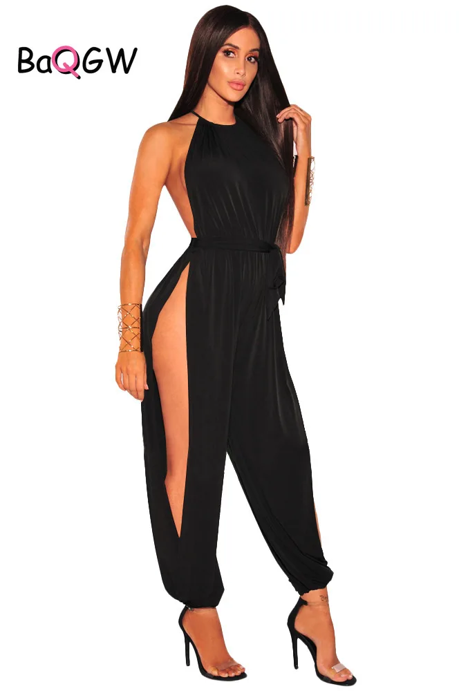 

BaQGW Hollow Out Club Jumpsuits for Women Fashion Autumn Solid Sexy Jumpsuit Halter Tops Party Rompers and Jumpsuits for Women