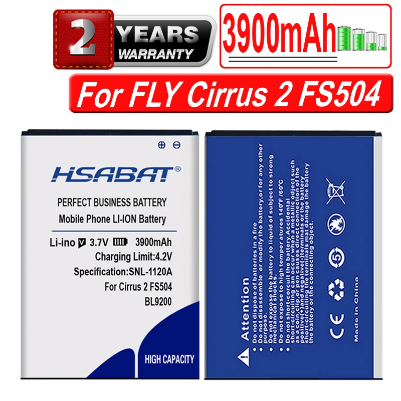 HSABAT 100% новый аккумулятор 3900 мАч BL9200 для FLY Cirrus 2 FS504 аккумулятор|battery for|battery for