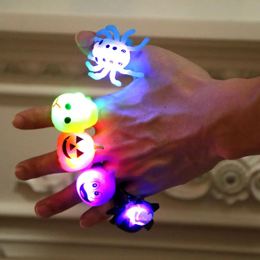 

Fashion Halloween Led Light Up Rings Glow in the Dark for Halloween Party Supplies Trick or Treat Gift Set