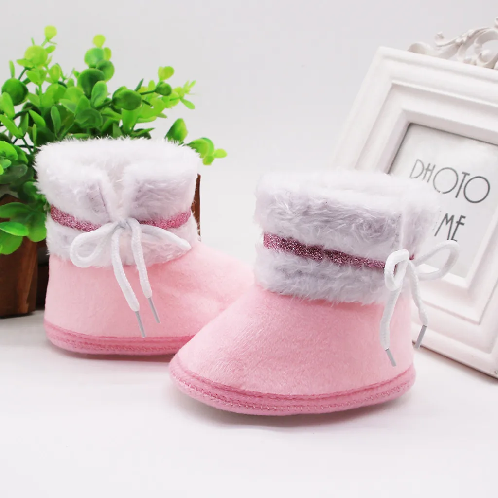 Кашемировые плюшевые ботинки для новорожденных девочек зимние бандажные теплые