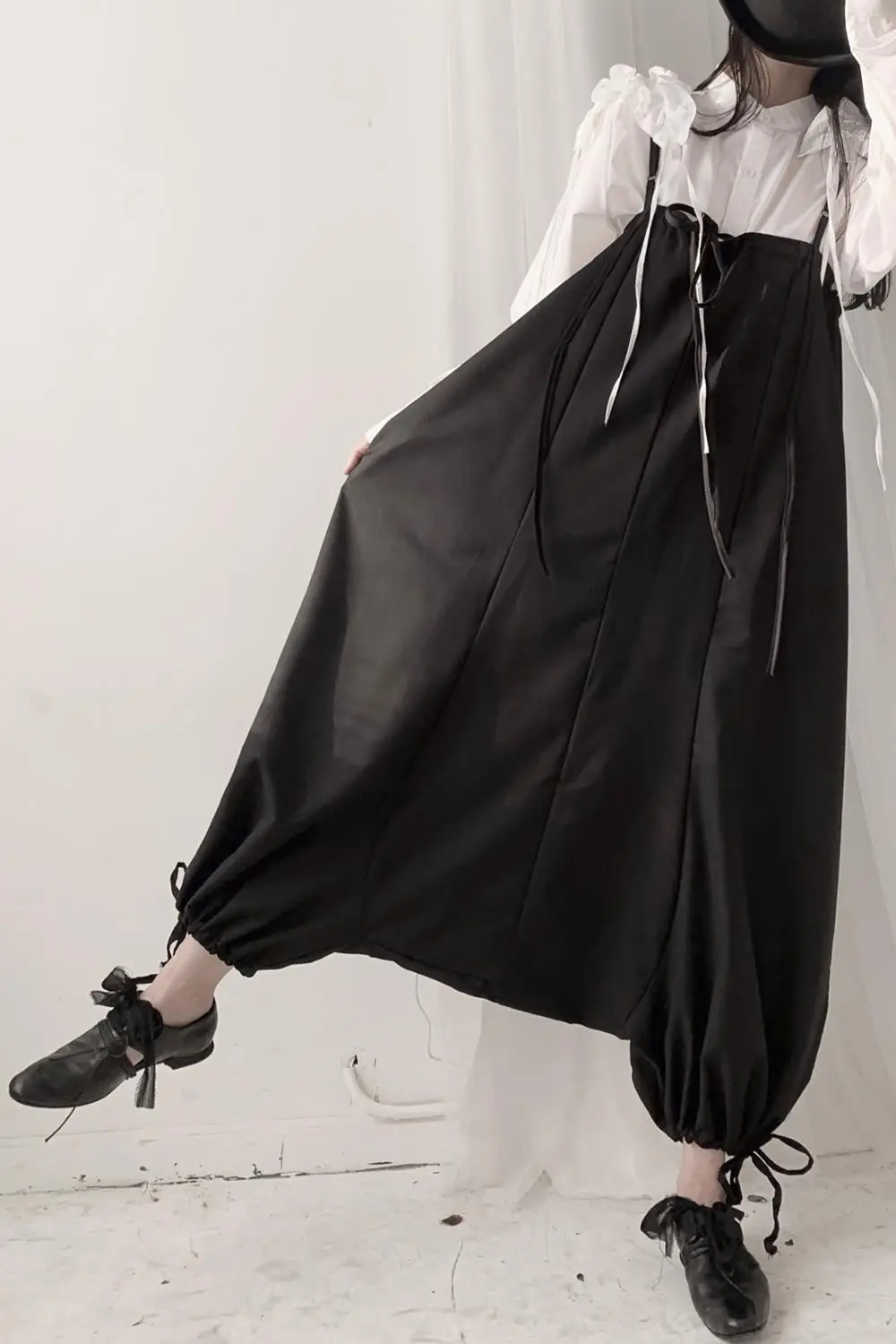 Темно Ямамото от кутюр повседневный дизайнер шнурок слаксы|Брюки| |