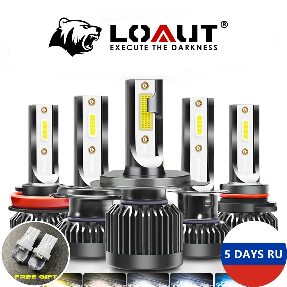 LOAUT мини Автомобильные фары LED H7 H4 H11 H1 H8 H9 9005 HB3 9006 HB4 9012 Противотуманные лампы авто