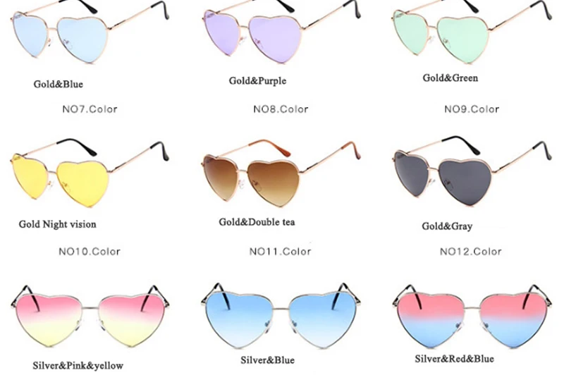 

Vintage Heart Sunglasses Women Designer Candy Color Gradient Sun Glasses Outdoor Party