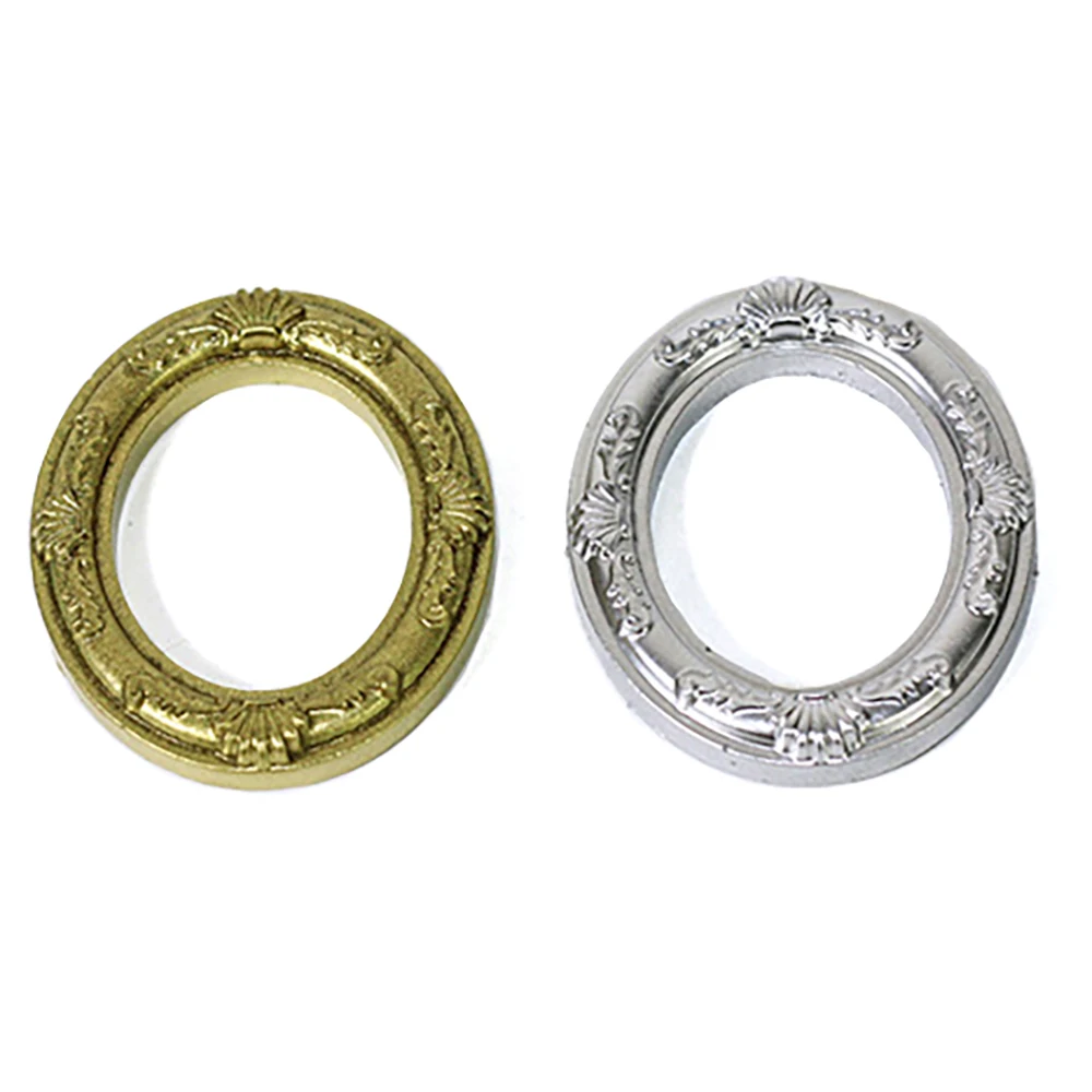 

2 шт., 1/12 миниатюрная овальная фоторамка для кукольного домика, имитация модели игрушек для мини-украшения, аксессуары для кукольного домика