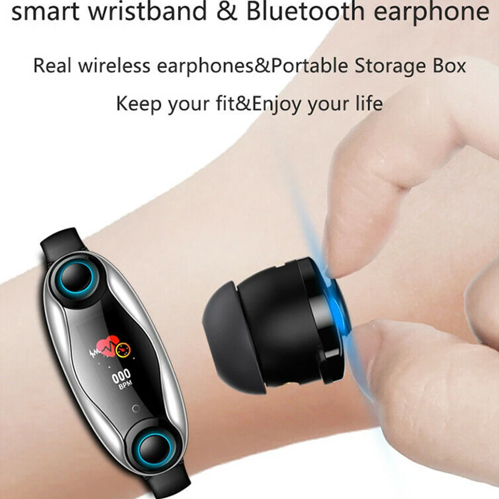 Смарт-часы-браслет TFT цветной экран Smartband фитнес-тренкер Bluetooth Спорт IP67 водонепроницаемый смарт-браслет с BT5.0 наушником