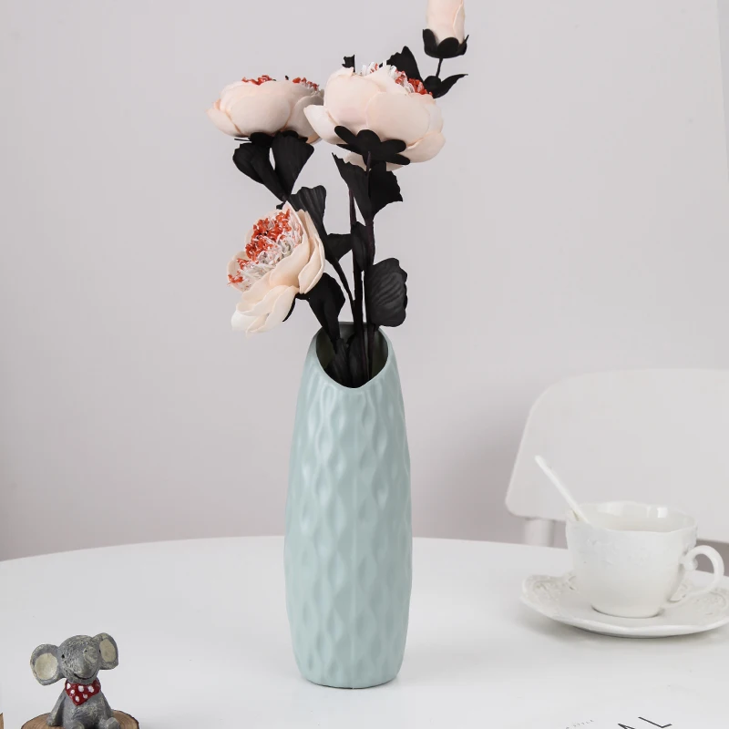 

3218# Irregular Bottle Mouth Flower Vase Fashion Imitation Ceramic Plastic Flower Pot For Home LivingRoom Decoration Accessories