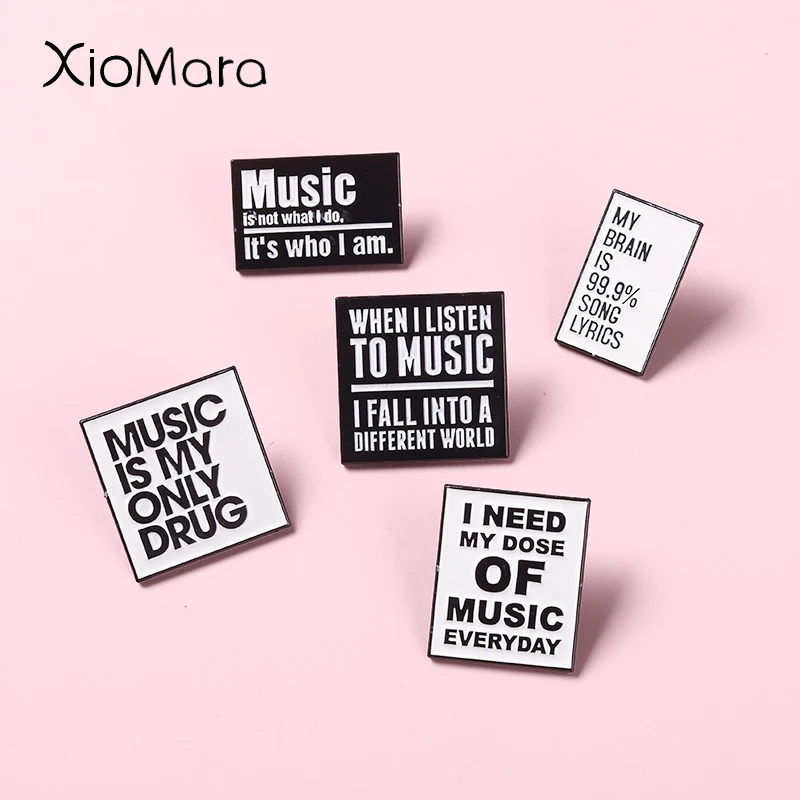 

Musician'S Dialogue Enamel Pin Black And White Simplicity Metal Brooches Collar Backpack Decoration Gift For Music Fan Wholesale