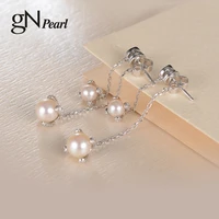 gn pearl 925 silver drop earrings gnpearl real 5 6mm 7 8mm natural freshwater pearl earring stud fine jewelry for women gift
