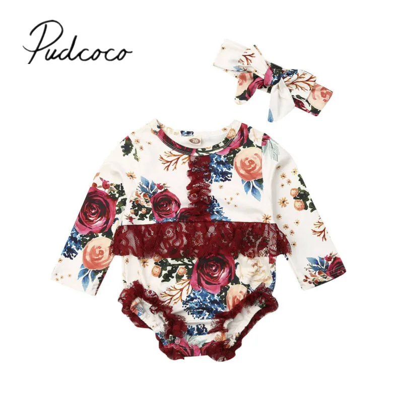 Одежда для новорожденных боди с длинными рукавами маленьких девочек комбинезон