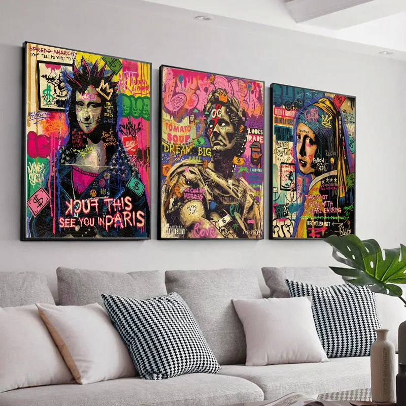 

Famous Painting Graffiti Pop Art Poster Abstract Painting Canvas Print Wall Picture For Living Room Home Decoration Frameless