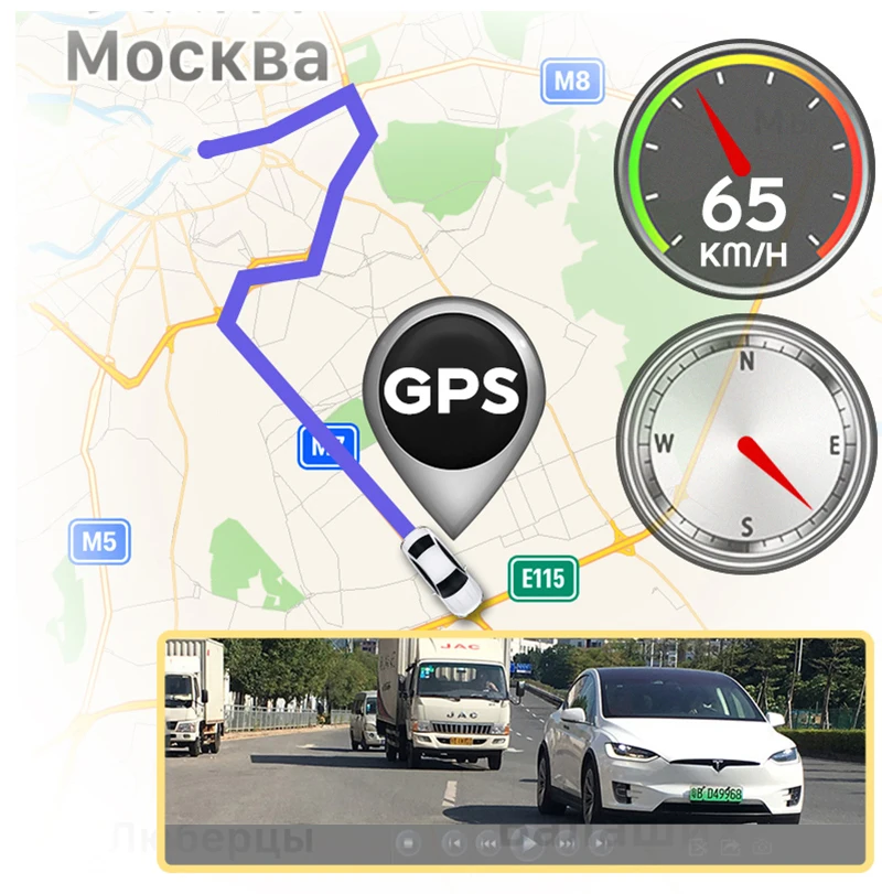 4K 3840*2160P 12-дюймовый автомобильный видеорегистратор с Wi-Fi GPS Sony IMX415 зеркало заднего