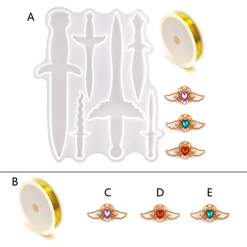 

Sword Epoxy Resin Mold Keychain Pendant Silicone Mould DIY Crafts Jewelry Decorations Ornaments Casting Tool