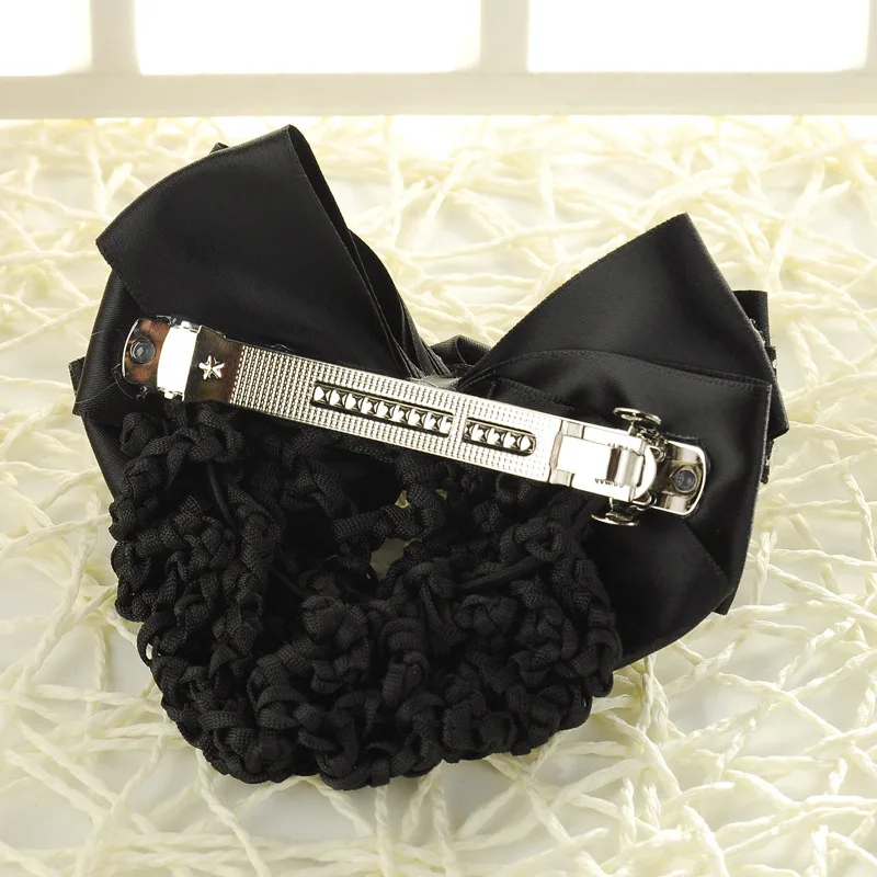 i-Remiel Stylish Ribbon Hair Cover Flower Bowknot Bun Net Snood Bow Hairpin Accesories Headdress Pin Lady Women | Украшения и