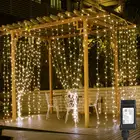 8 режимов Linkable 3х3м 300 LED Окно занавеска Гирлянда Свет домашний сад декоративные огни для рождественской вечеринки свадьбы патио лужайка