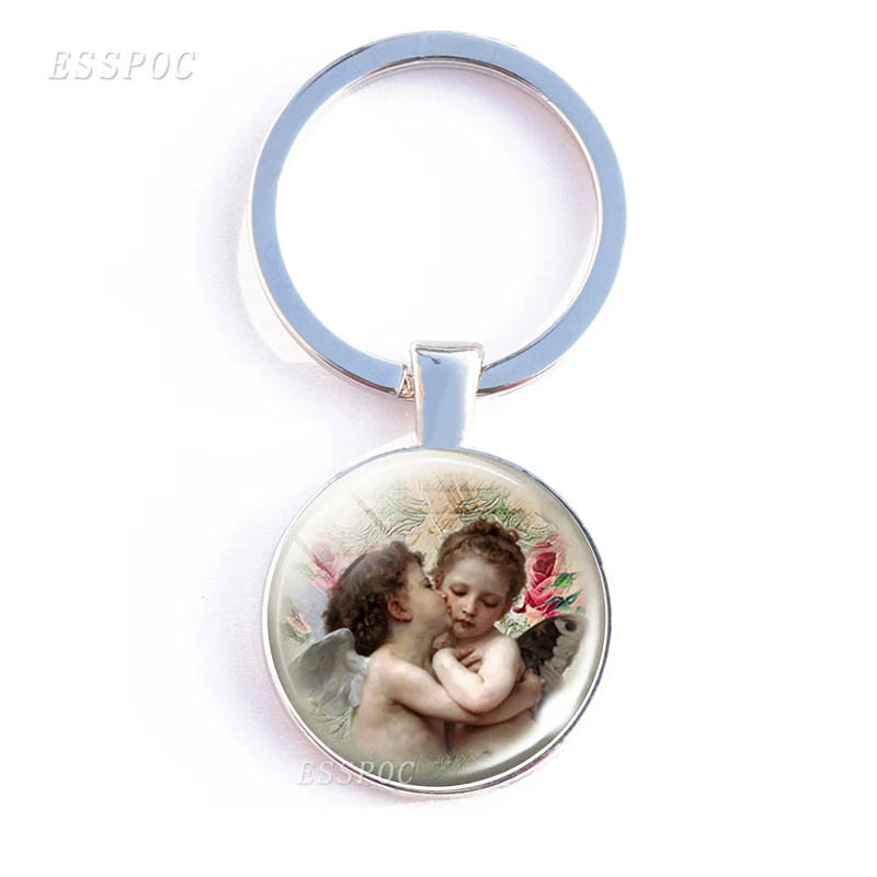 Двухсторонний брелок лягушка и феи сказочные украшения кабошон стеклянный