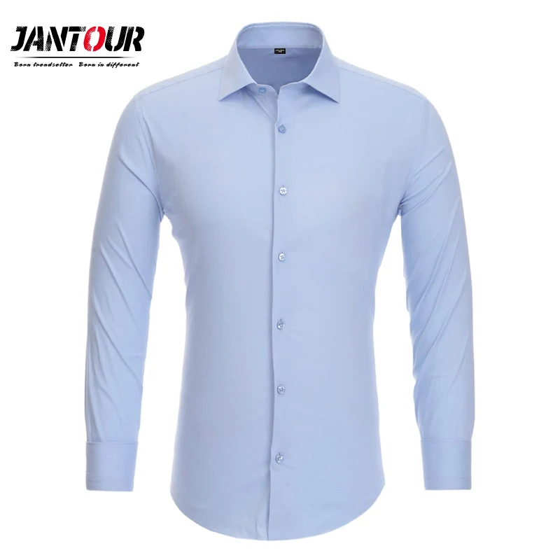 Рубашка мужская деловая с длинным рукавом приталенная из Твила для свадьбы офиса