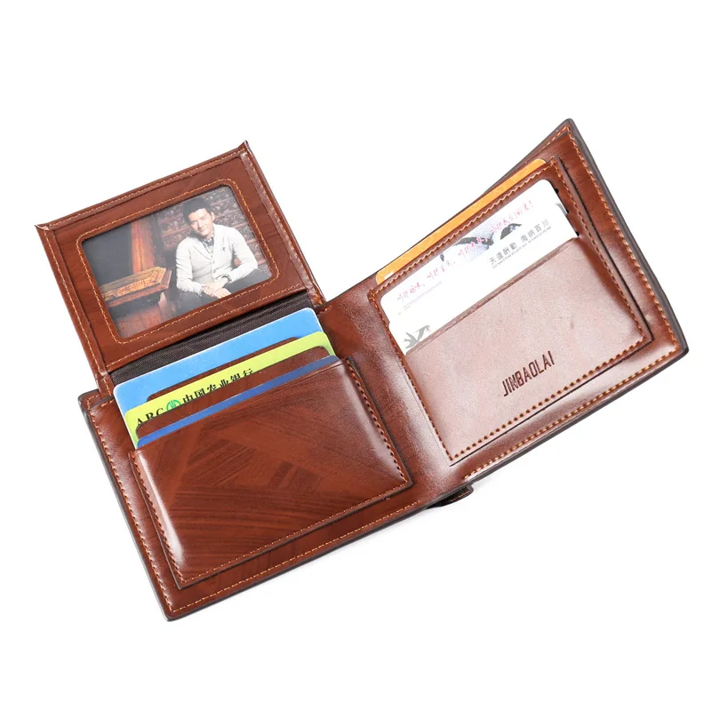Мужские кошельки Короткие винтажные мужские держатель для карт искусственная