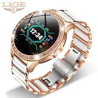 lige luxury smart watch women ip67 waterproof sport fitness tracker for android ios reloj inteligente ceramic strap smartwatch