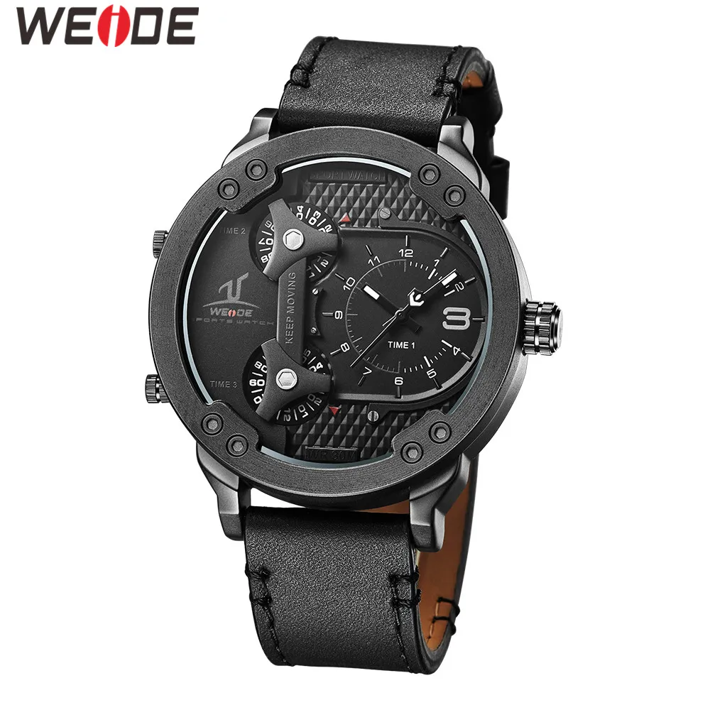 WEIDE 2016 Новая Мода Марка Мужчины Кварцевые Часы Кожаный Ремешок Водонепроницаемый