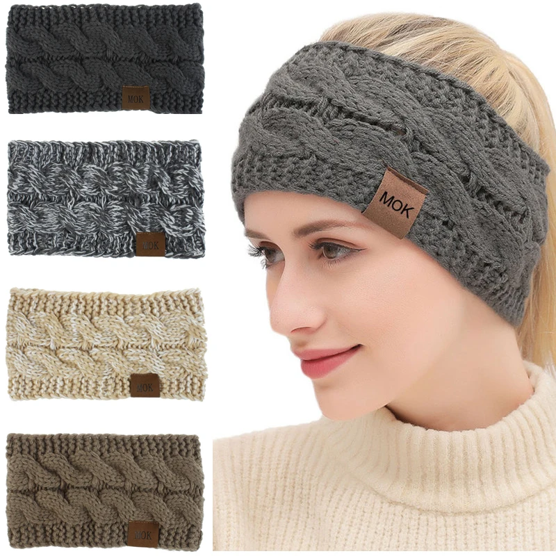 

Warm Headband for Women Wool Knitting 2021 Winter Soft Keep Warm Ear Warmer Hair Bands Solid Color Elastic Turban Headbands