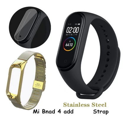 CN Add Gold Strap Оригинальные Xiaomi Mi Смарт-часы с 4 полосами AMOLED цветной экран HeartRate Фитнес Спорт 50 атм водонепроницаемый смарт-браслет Bluetooth 5,0 - Цвет: CN Add Gold Strap