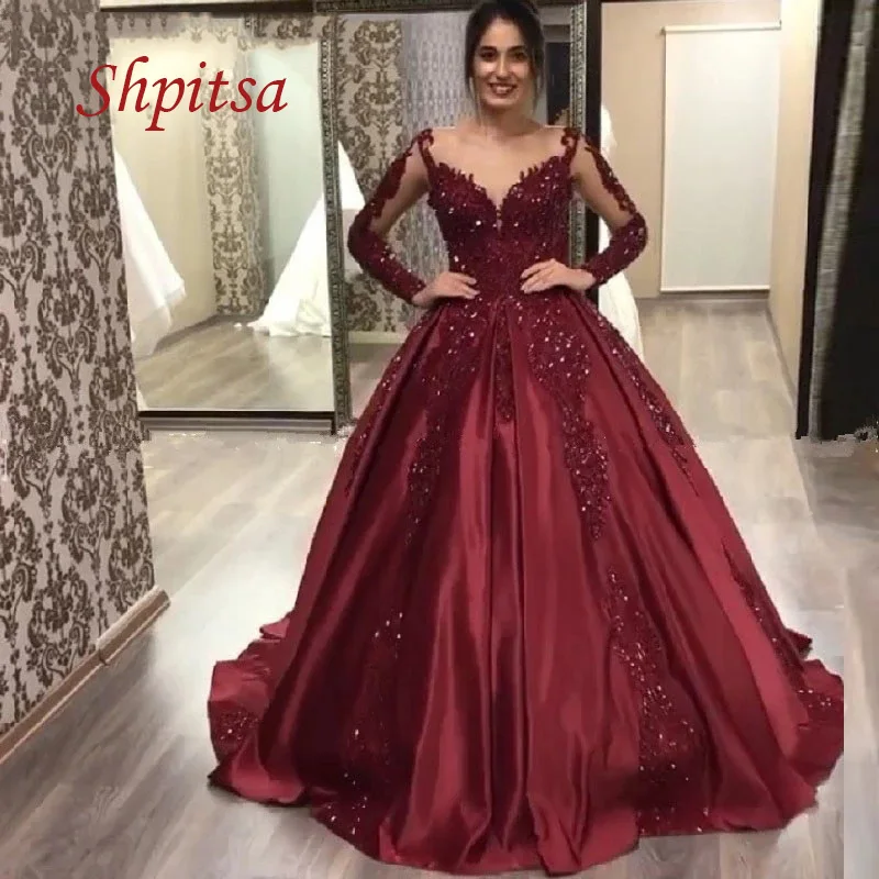 

Sexy Long Sleeve Lace Evening Dresses Party Burgundy Plus Size Dinner Women Celebrity Prom Formal Evening Gowns Dresses