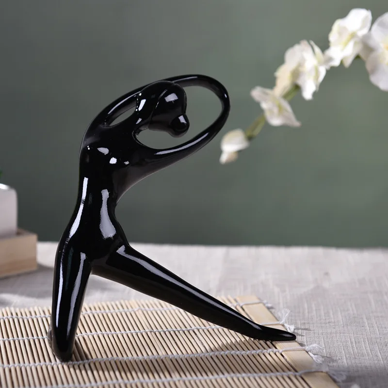 

Modern Simple Buddhist Mood Abstraction Yoga Girl Colophony Crafts Statue Yoga Shop Showcase Art Decorations X3787