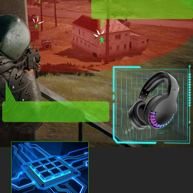 

ZIYOU LANG SH33 Bluetooth Dual-Mode RGB Gaming Headset, Head-Mounted Subwoofer Noise Reduction Headset for Phones