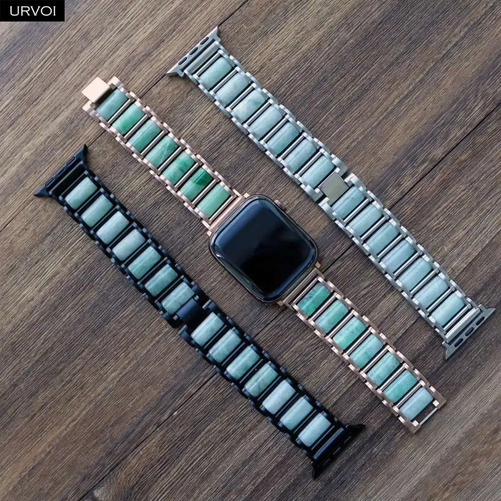 Браслет URVOI для Apple Watch series 6 SE 5 4 3 2 1 браслет из нержавеющей стали с агатовым