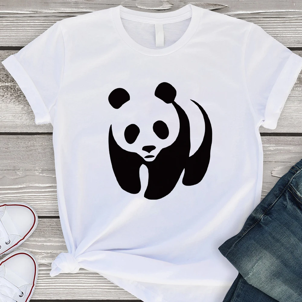 Гигантская панда удобная графическая женская футболка простая тонкая стильная