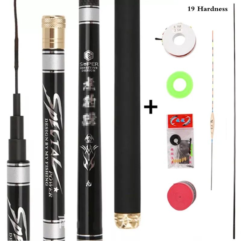 

High Quality Super Hard Powerful hand pole Telescopic Fishing Rod Carbon Fiber freshwater carp fishing3.6m/4.5 m/5.4m/6.3mVboni